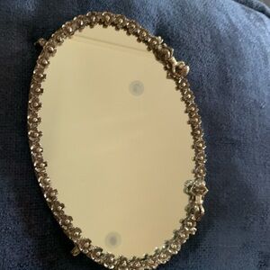 Vintage Sam Fink Silver Tone Mirrored Vanity Tray
